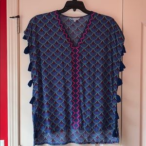 Rayon blouse with tassels.